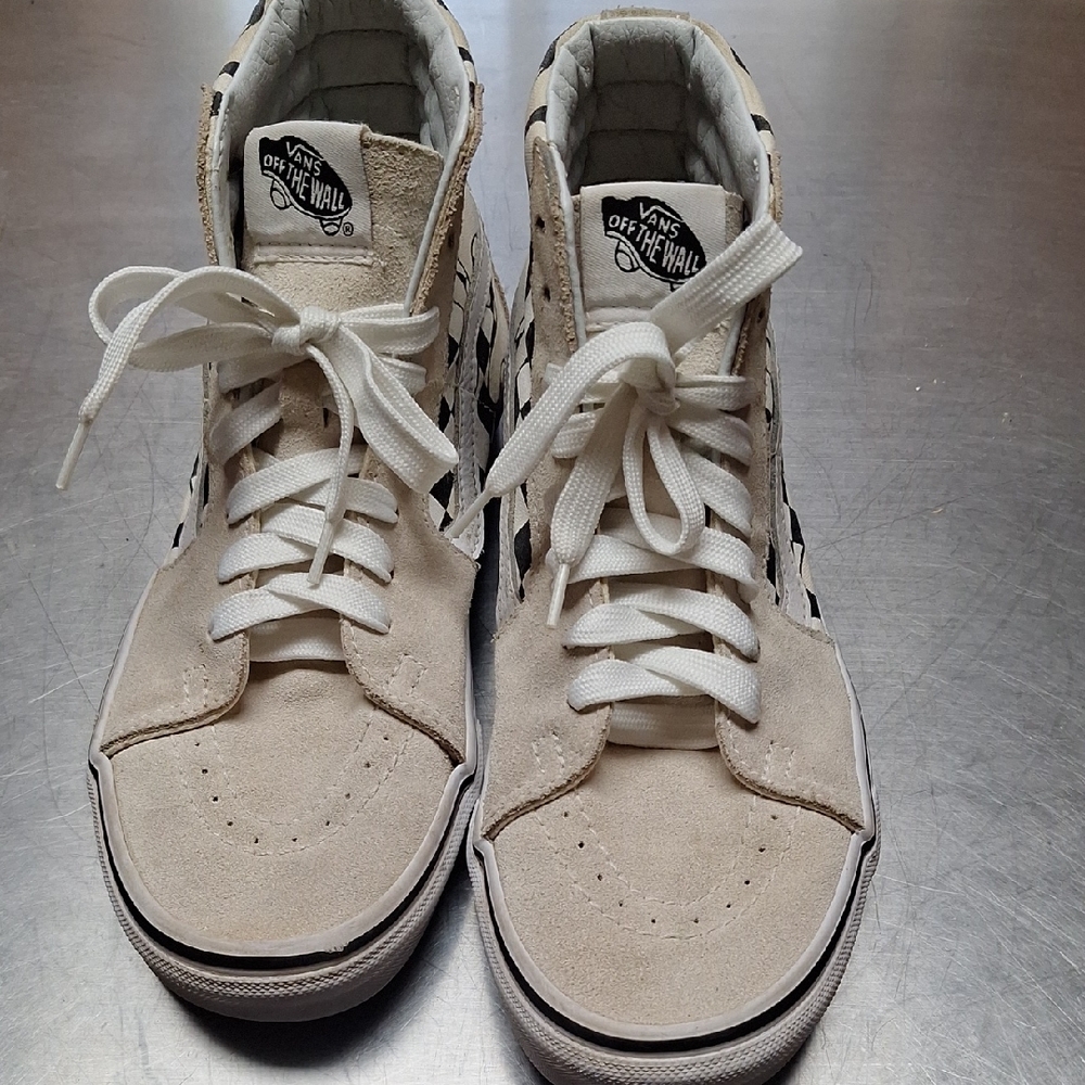 Vans Off The Wall Cream High-Top Checker Flame Skate Sneakers